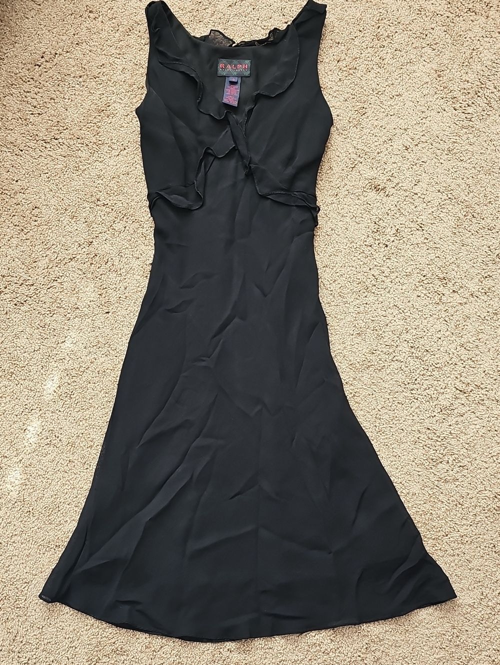 Vintage Ralph Lauren black sleeveless midi dress